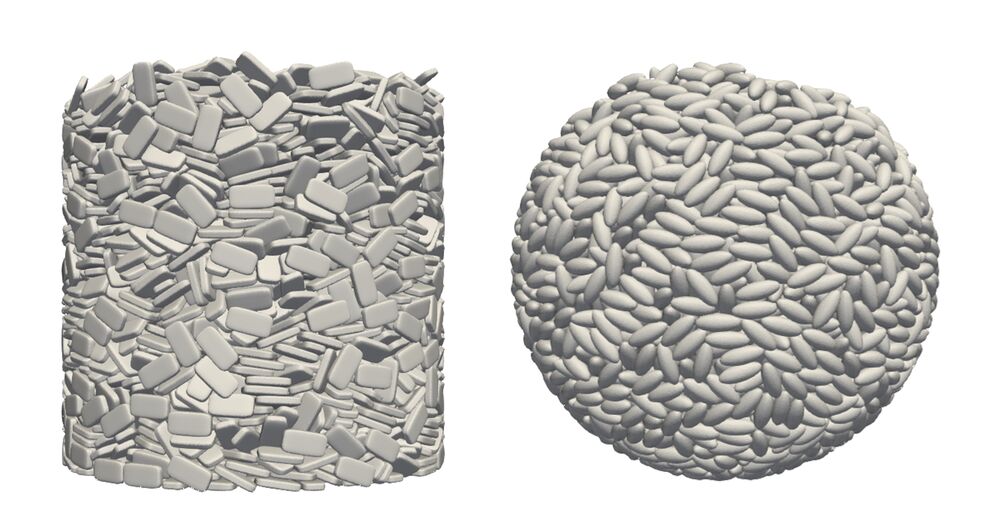 Die Visualisierung veranschaulicht zwei mögliche Speichergeometrien. Darin sind die aus dem Kunststoff Polyethylen gefertigten und mit Phasenwechselmaterialien gefüllten Kapseln zu erkennen. (Grafik: Schlussbericht HyTES)